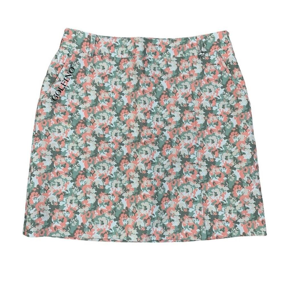 Golfino Skort Womens 6 Ivy Pink Match Play Floral Print Lined Side Zip Golf